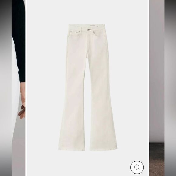 Rag & Bone Flare Wide Leg Jeans Ecru 25 - Picture 6 of 8